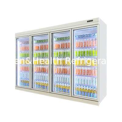 Progetti di supermercati ad alta efficienza che forniscono bevande Display Glass Door Chiller Freezer