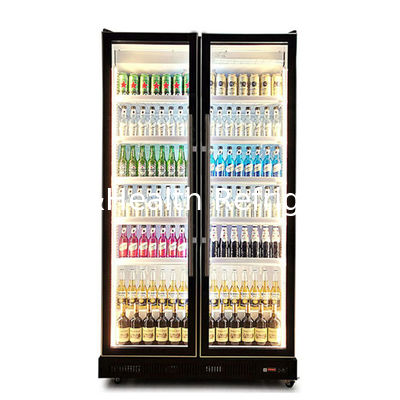 Supermercato Commerciale Due porte di vetro Multiplici luci a LED regolabili Display di bevande Freezer