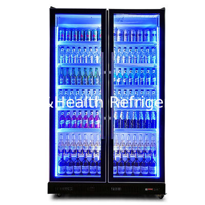 Due porte di vetro Commerciale Multiplice luci a LED Bevande / liquori Refrigerazione Display Frigo