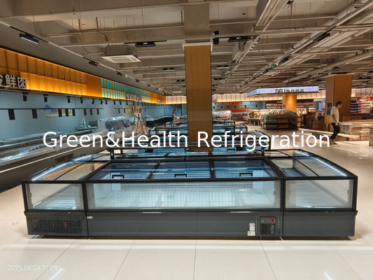 Supermercato Island Freezer Freezer per carne senza gelo con luce a LED