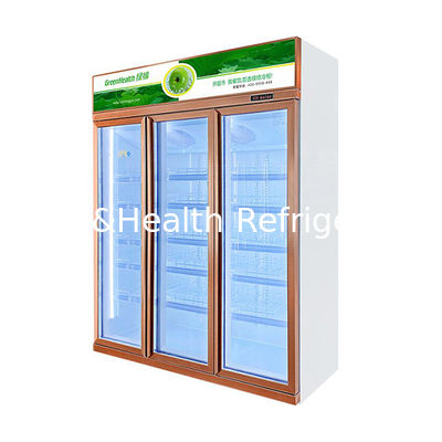 Congelatore a display refrigerato a tre porte per bevande con ventilatore a scongelamento automatico, raffreddamento e scaffali regolabili