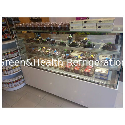 Espositore refrigerato per torte angolare a pavimento con più ripiani