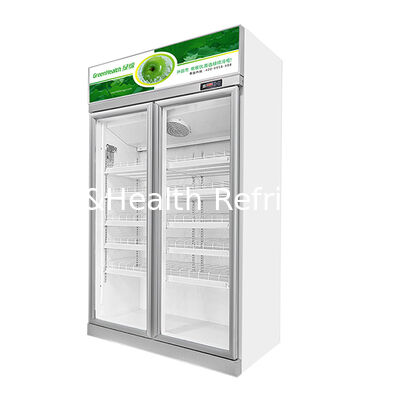 Due porte di vetro unità superiore bevande frigorifero Display Freezer