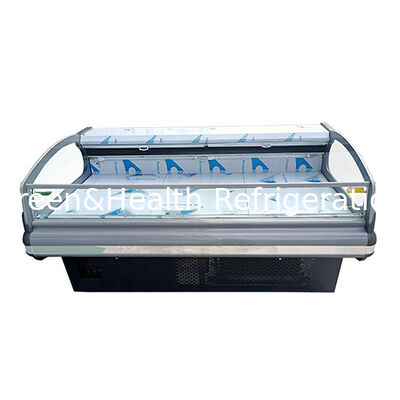 Banco refrigerato espositivo per carne fresca di design europeo di alta gamma, orizzontale