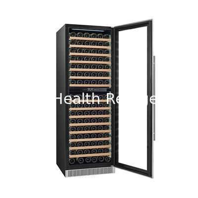 Certificato ETL Congelatore refrigerato per conservazione di vino rosso da 185 bottiglie verticali a due zone di temperatura con ripiano in legno di faggio