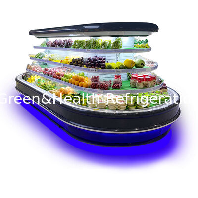 refrigeratore aperto multipiano per supermercato con illuminazione a LED con sbrinamento automatico e frigorifero a risparmio energetico