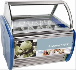 Abitudine dura blu del congelatore dell'esposizione del gelato di 10 pentole per il deposito/centro commerciale