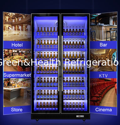 Refrigeratore dritto commerciale della porta piena di vetro per il dispositivo di raffreddamento dell'esposizione del vino/orso/bibita