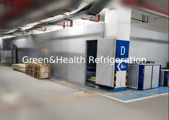 L'unità di elaborazione riveste la cella di pannelli frigorifera del congelatore ad aria compressa dei frutti di mare del manzo con l'unità di condensazione