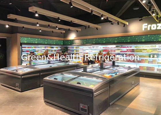Congelatore combinato congelato dell'isola del congelatore commerciale dell'esposizione del portello scorrevole dell'alimento