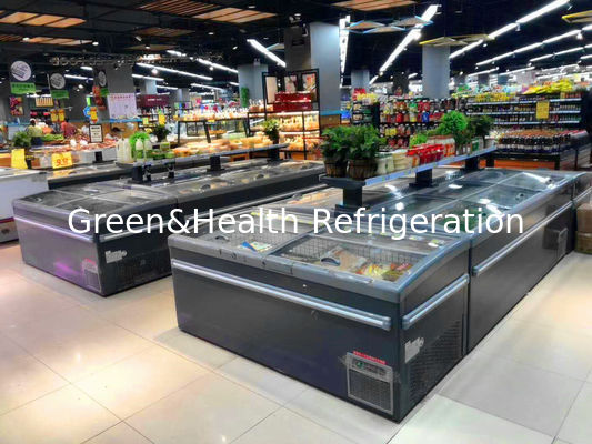 Congelatore dell'esposizione dell'isola della carne & del pesce del supermercato con il coperchio scorrevole