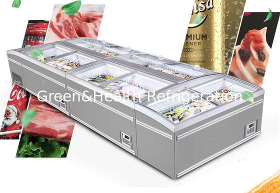 Congelatore combinato del petto del supermercato del Governo dell'isola con la porta di vetro