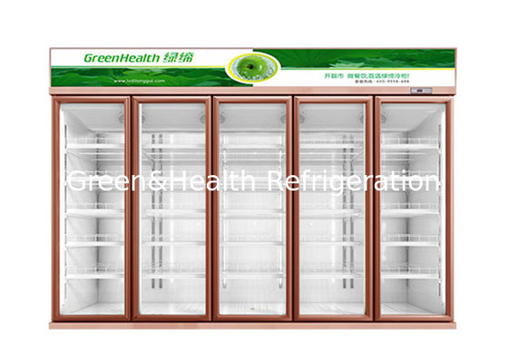 Tipo di raffreddamento della bevanda del negozio del dispositivo di raffreddamento 5 della porta di frigorifero del fan di vetro commerciale del congelatore
